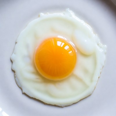 Fried Egg on White Plate