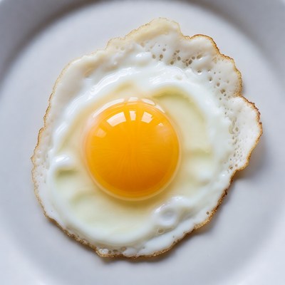 Fried Egg on White Plate