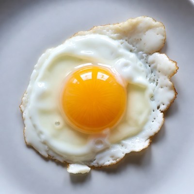 Fried Egg on White Plate