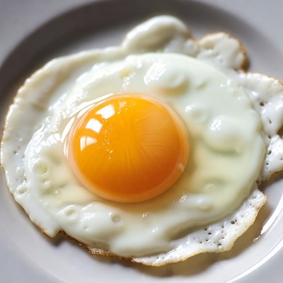 Fried Egg on White Plate