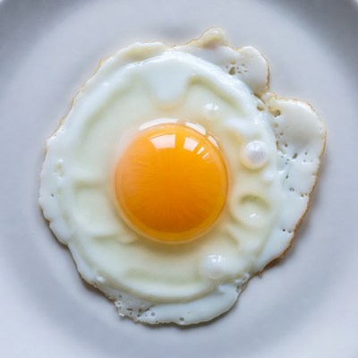 Sunny Side Up Egg on White Plate