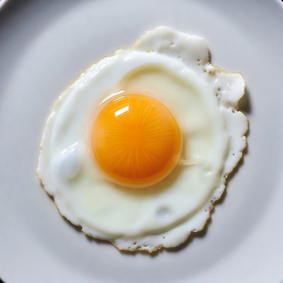 Fried Egg on White Plate
