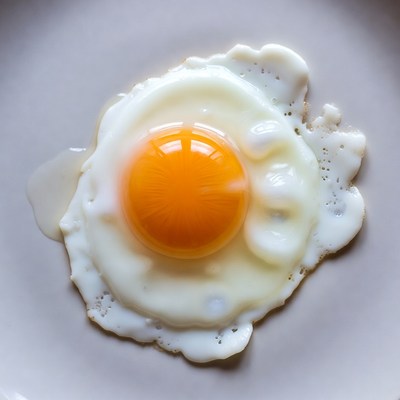 Fried Egg on White Plate