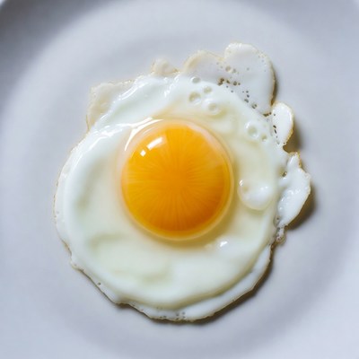 Fried Egg on White Plate