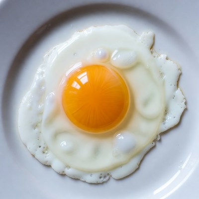 Fried Egg on White Plate