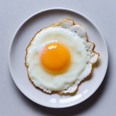 Sunny Side Up Egg on White Plate