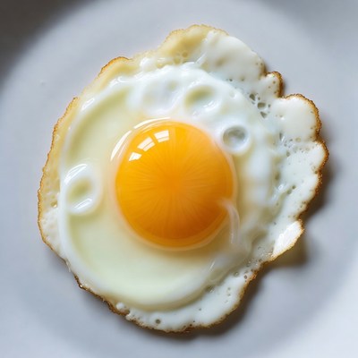 Fried Egg on White Plate