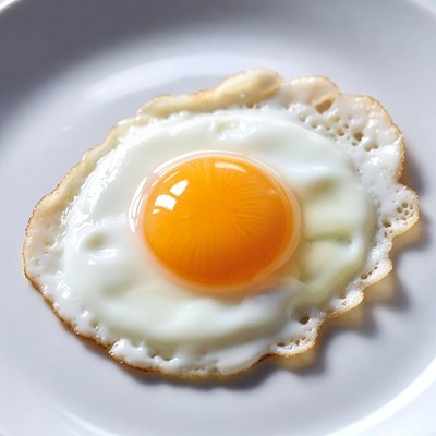 Fried Egg on White Plate