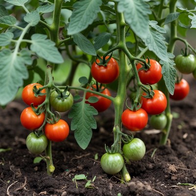 Ripe tomatoes on plant