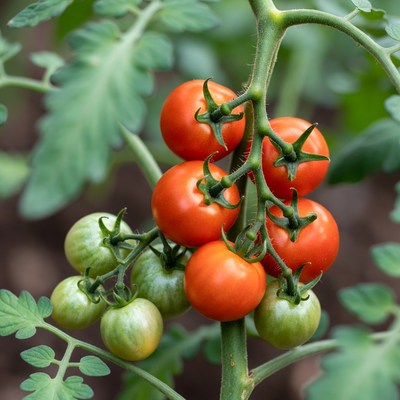 Ripe tomatoes on plant