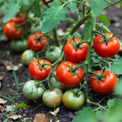 Ripe tomatoes on plant