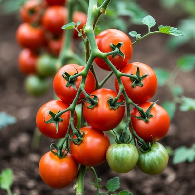 Ripe tomatoes on vine