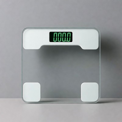 Digital Bathroom Scale on Gray Background