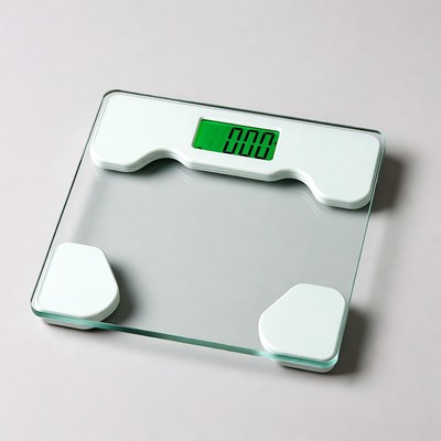 Digital bathroom scale showing 100.0