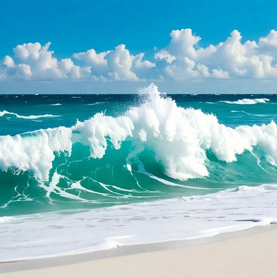 Crashing Ocean Wave on Beach