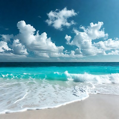 Turquoise Ocean Waves on Sandy Beach