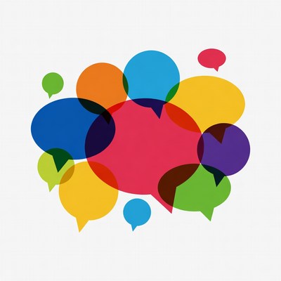 Colorful overlapping speech bubbles illustration