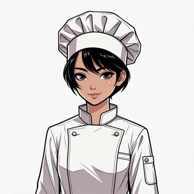 Anime Asian woman chef