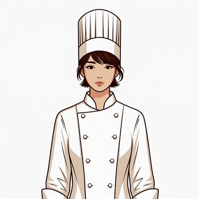 Asian woman chef illustration