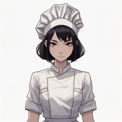 Asian woman chef illustration