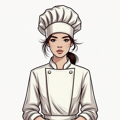 Asian woman chef illustration