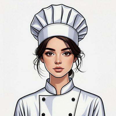 Woman chef wearing white toque