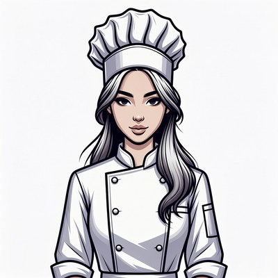 Asian woman chef illustration