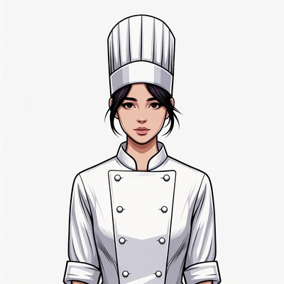 Asian woman chef illustration