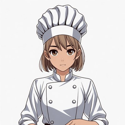 Anime woman chef in uniform