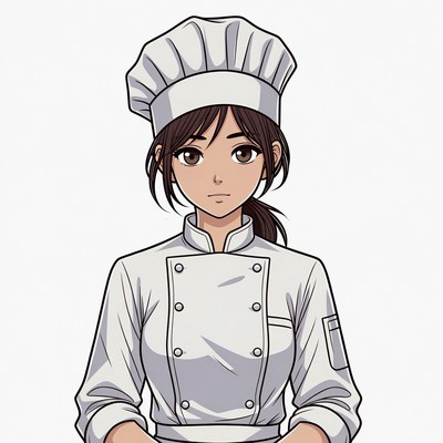 Anime woman chef in uniform