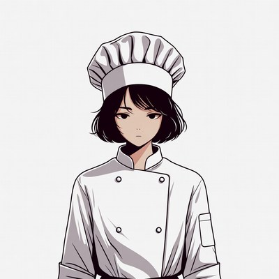 Anime girl wearing chef uniform