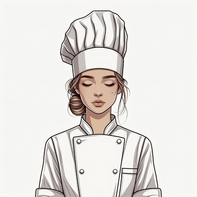 Female Chef Illustration with Toque