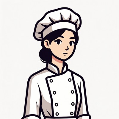Asian woman chef illustration