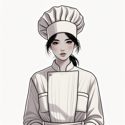 Asian woman chef illustration