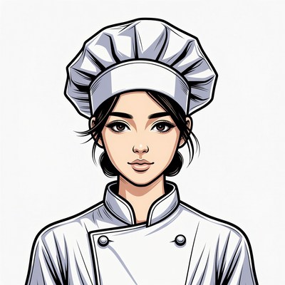 Asian woman chef illustration