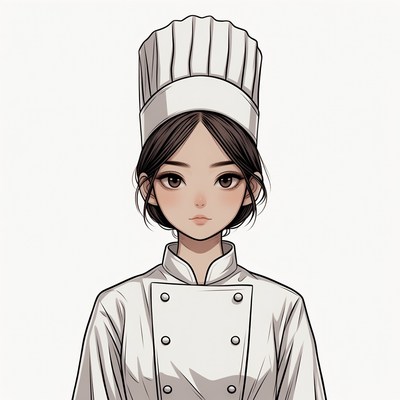Anime woman chef wearing hat