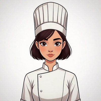 Asian woman chef illustration