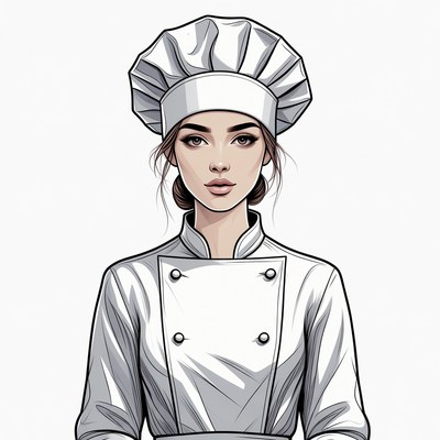 Woman chef wearing white uniform