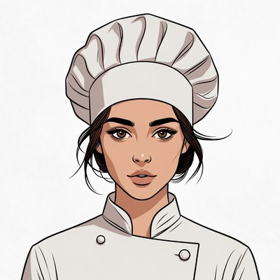 Woman wearing chef hat illustration