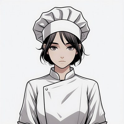 Anime woman chef wearing hat
