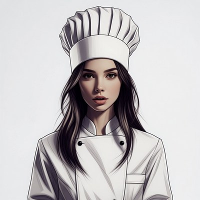 Woman wearing chef hat and uniform