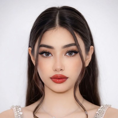 Beautiful woman with red lips