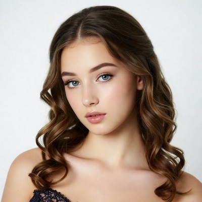 Young woman with wavy brown hair