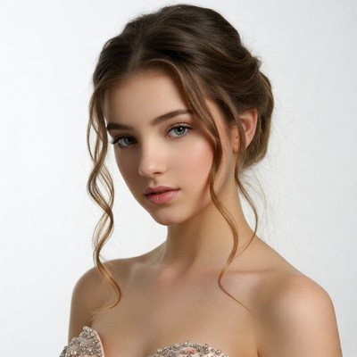 Woman with elegant updo hairstyle