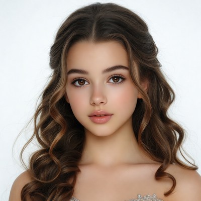 Teen girl with wavy brown hair