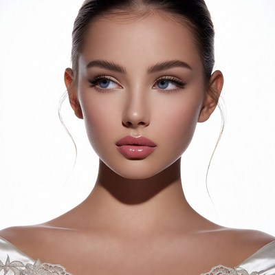 Beautiful woman in white lace dress