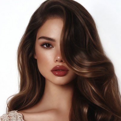 Beautiful woman with long brown hair