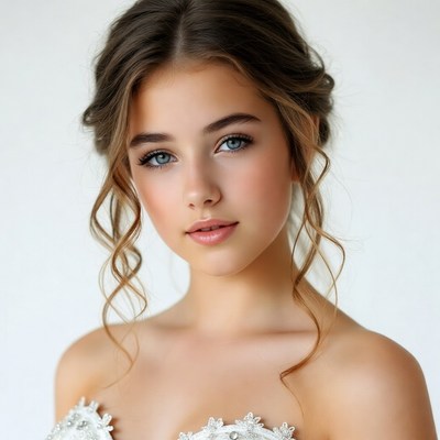 Beautiful young woman with updo hairstyle