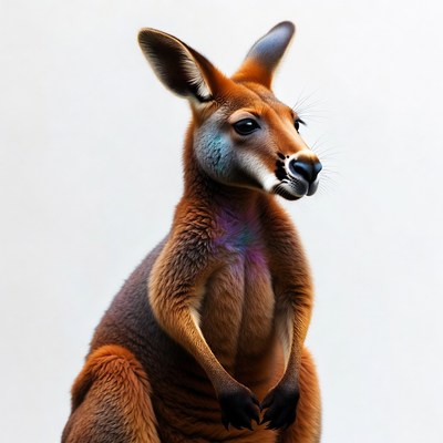 Red Kangaroo standing on white background