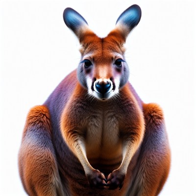 Red kangaroo with blue ears